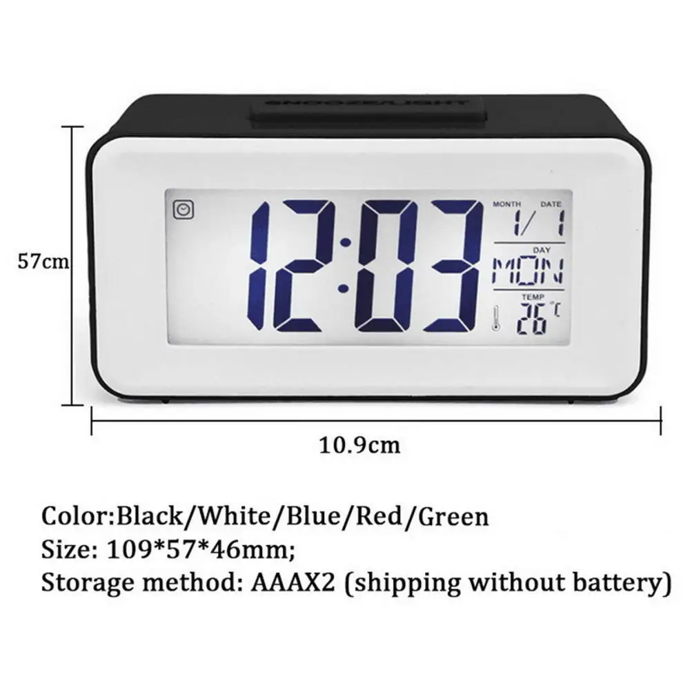 Desk Digital Clock Sound Control Backlight 12/24 H Snooze 8 Alarm Ringtones Bedrooms kids simple electronic clock