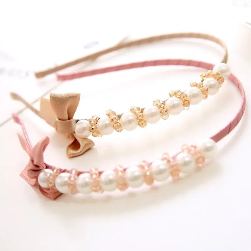Корейский стиль, аксессуары для волос, Женская Ручная работа, ткань, бант, жемчуг, кристалл, проволока, повязка на голову, фиксатор для волос, резинки для волос, повязка на голову