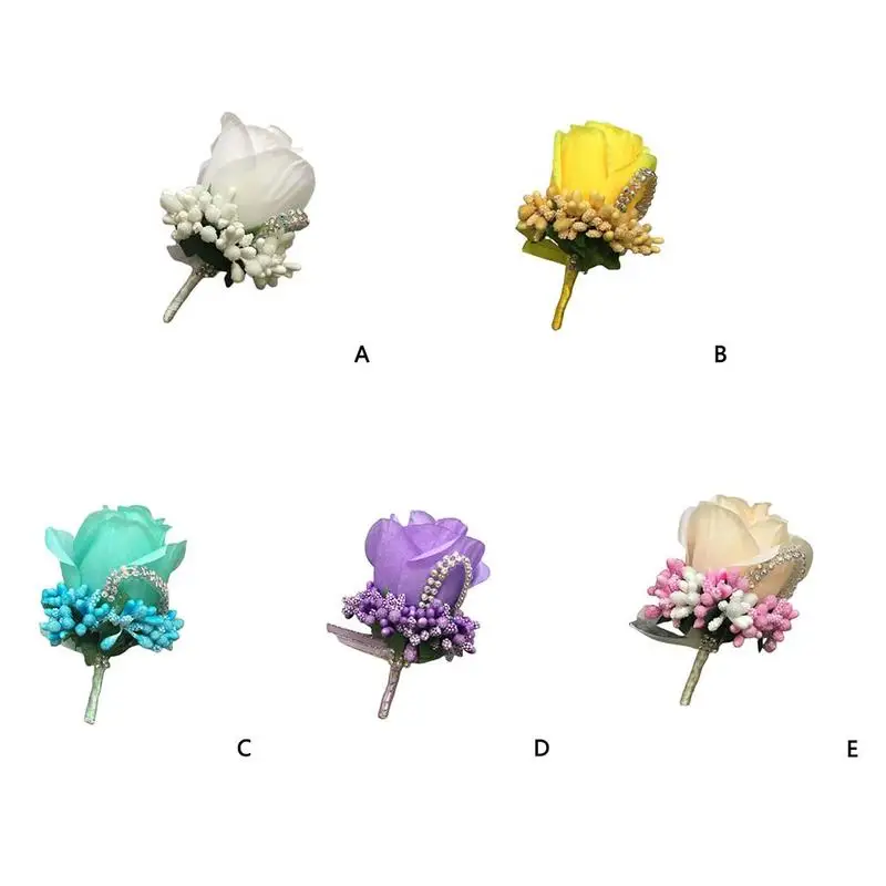 1pcs Ivory Red Best Man Corsage For Groom Groomsman Silk Rose Flower Wedding Suit Boutonnieres Accessories Pin Brooch Decoration