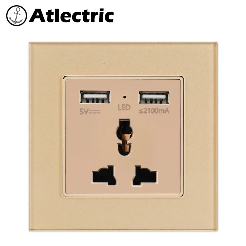 Универсальная Многофункциональная розетка Atlectric настенная с двумя USB портами