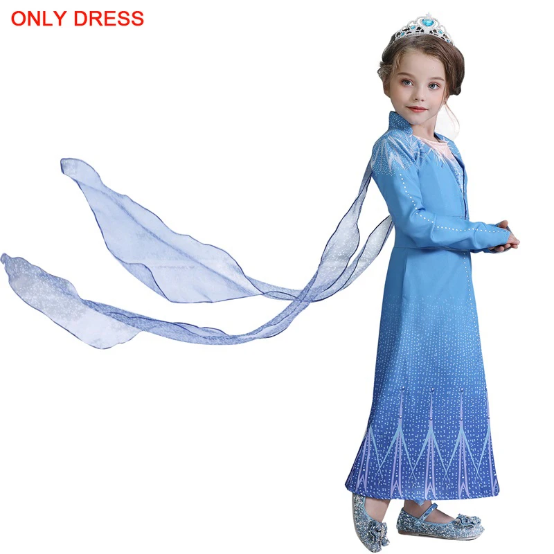 Новые платья «Эльза» платье принцессы «Снежная королева 2» маскарадный костюм на Хэллоуин зимнее платье «Анна Эльза» для детей, платья для девочек