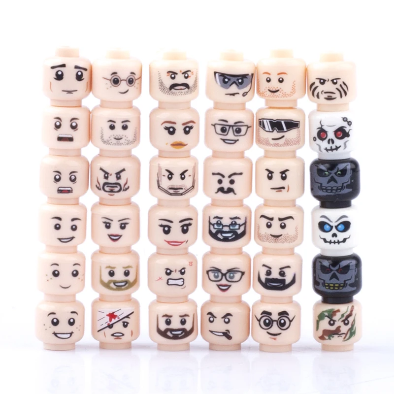 MOC City Figure Heads Building Blocks Halloween Military WW2 Army Soldiers Printed Injured Emotional Face Accessories Bricks Toy | Игрушки и