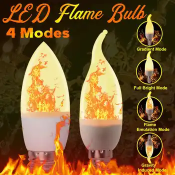 

3W E27 RGB Flame Bulb Candle LED Dynamic Flame Effect Fire Light Flickering Emulation Lighting Lamp For Bar Party Home Decor