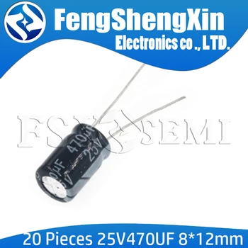 

20pcs/lot Higt quality 25V470UF 8*12mm 470UF 25V 8*12 Electrolytic capacitor