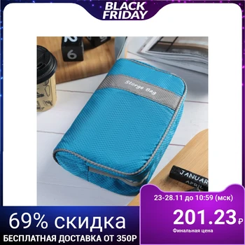

Travel cosmetic bag, section with a zipper, with a handle, blue