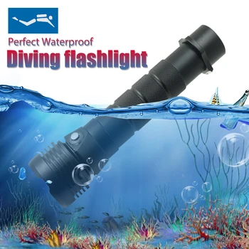 

XHP50 LED Diving Flashlight 3 Mode Scuba Dive Torch Underwater 100m Waterproof Tactical Lantern with 18650 Battery+Charger