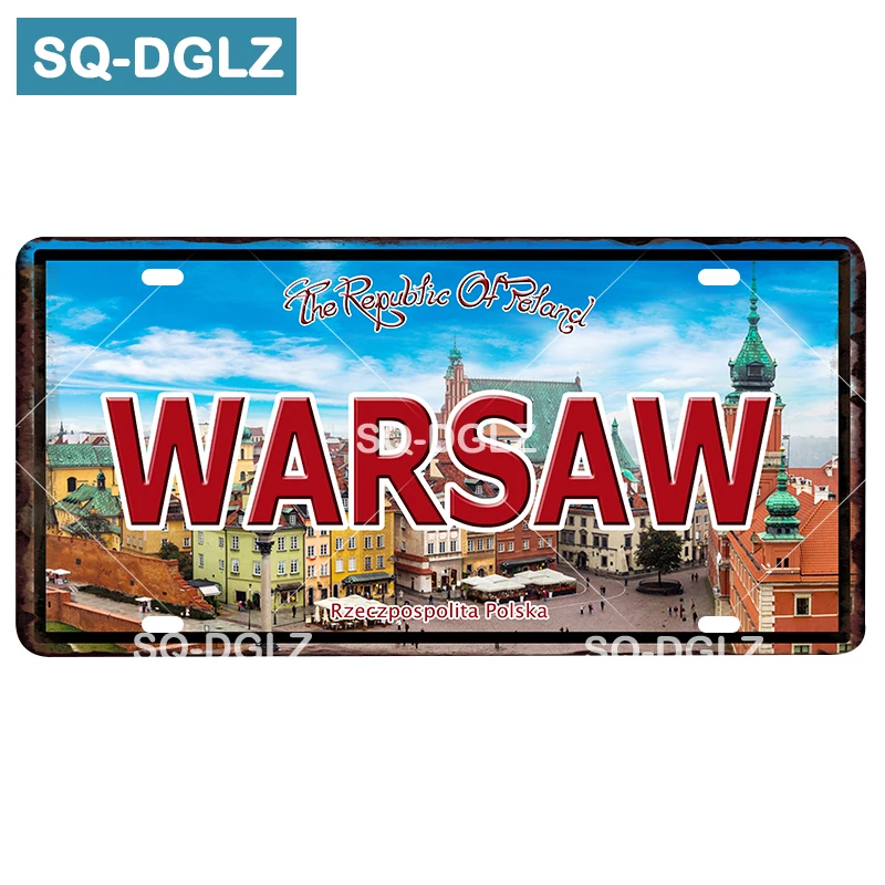 [SQ-DGLZ] WARSAW capitaly номерной знак оловянный винтажный металлический знак настенные Декорации для бара домашний декор живопись таблички художественный плакат