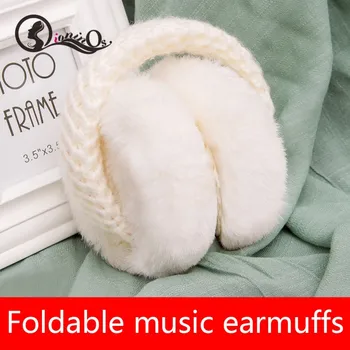 

Autumn Winter New Fur Solid Kids Earmuffs Warm Music Earphone Unisex Skiing Fur Headphones Casque Foldable Cute Headphones