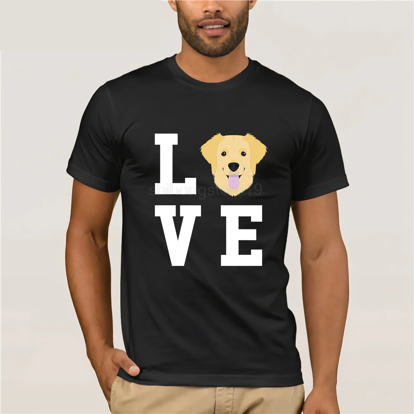 Я люблю мою собаку золотого ретривера любителя животных футболка модная мужская
