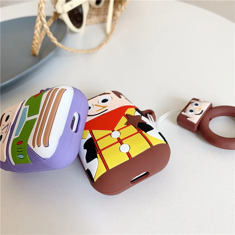 История игрушек мультфильма Woody 3D милый Buzz Lightyear чехол для Apple Airpods беспроводной Bluetooth наушники чехол для Air pod 2 Acessories