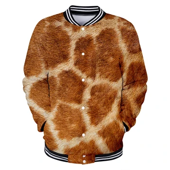 

Men/Women Baseball Uniform Animal Fur Emulation 3D Print Giraffe Tiger Skin Funny Clothes Colleage Sweatshirts Bomber Jacket Top