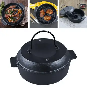 

Cast Iron Cooking Pot Dutch Oven with Dual Handles No Coating Barbecue Pot Home kitchen tools cookware