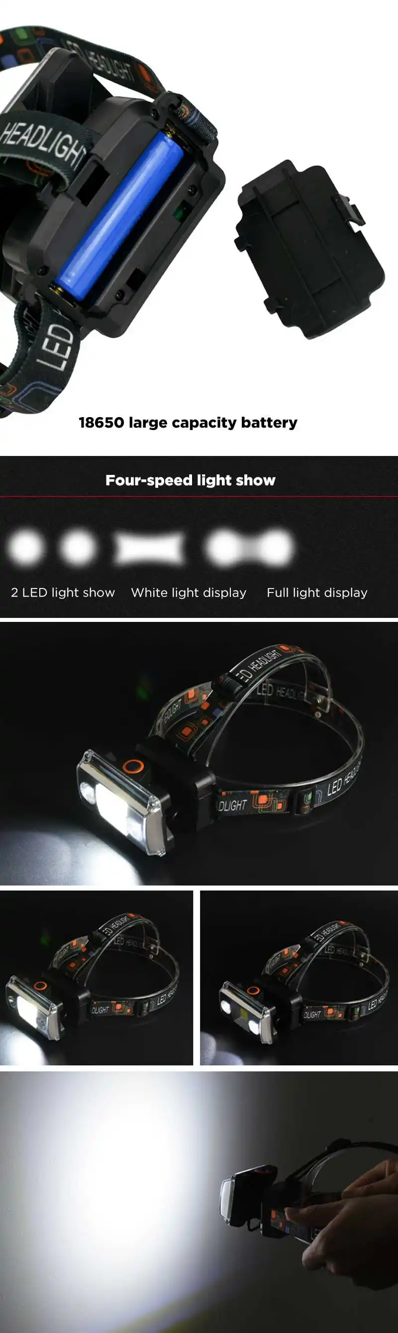 XANES SYT005 1100LM Headlamp 4 Modes Cycling Night Warning Light Camping Hunting Portable Emergency Lantern 18650 Torch Lamp