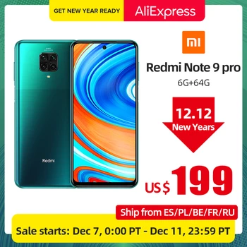 Global Version Xiaomi Redmi Note 9 Pro Smartphone 6GB RAM 64GB ROM Snapdragon 720G Octa Core 64MP Camera 5020 mAh Cellphone