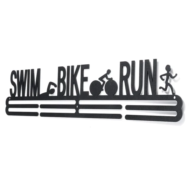 SWIM BIKE RUN 8 стилей из нержавеющей стали медаль Вешалка медаль держатель дисплей стойка бег одежда для плавания гимнастика велосипед Спорт медаль подарок украшение - Цвет: SWIM BIKE RUN