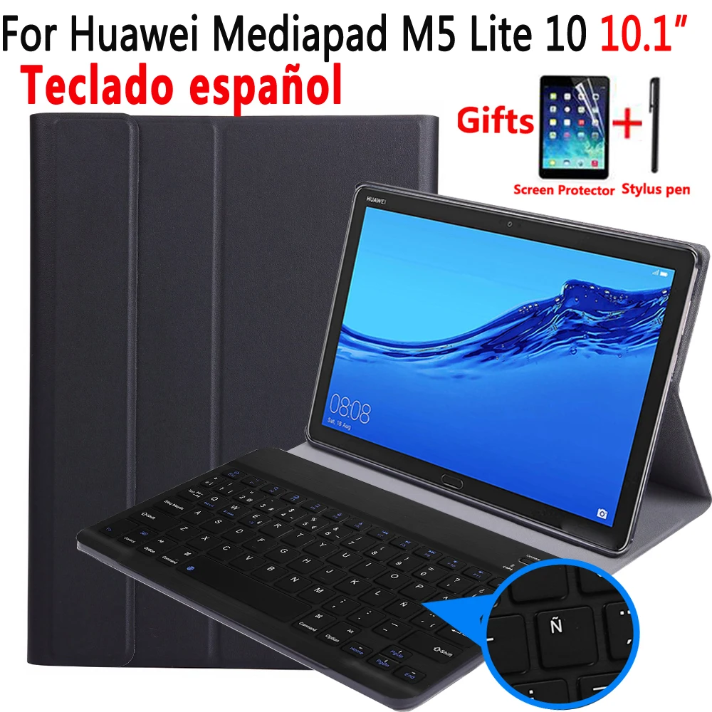 Испанская клавиатура чехол для huawei Mediapad M5 Lite 10 10,1 BAH2-W09 W19 BAH2-L09 чехол клавиатура для huawei M5 10,1 крышка+ пленка+ ручка