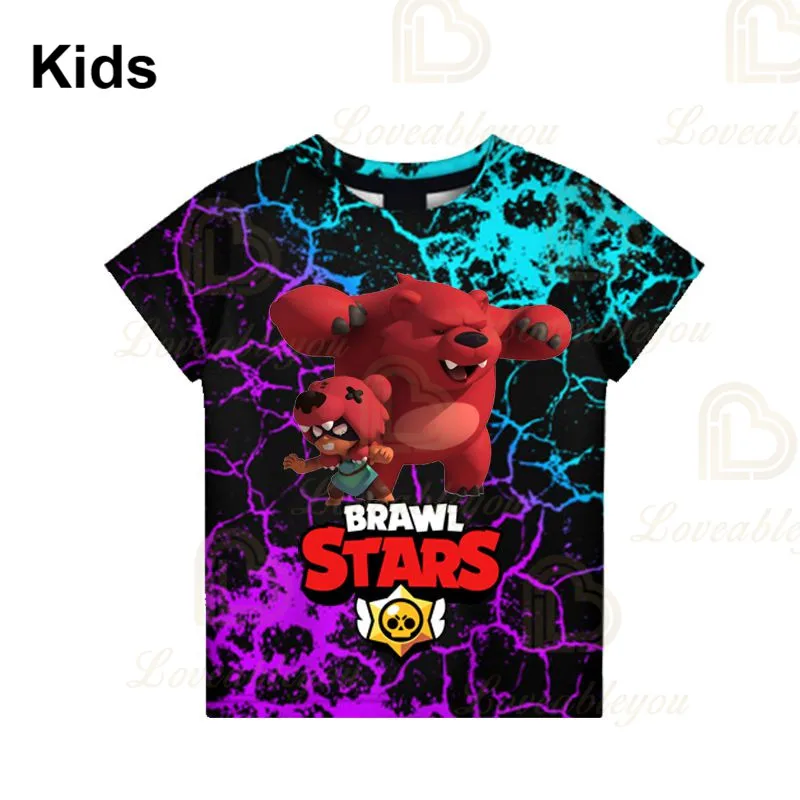 Abrigo de moda de manga corta para niños y niñas, camiseta de juego de disparos de Leon y Star,Crow 3d