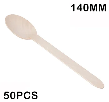 

Promotion - Party Wedding Supplies 140mm Disposable Tableware Wood Coffee Tea Stirrer/Ice Cream Spoon, 50/Pack