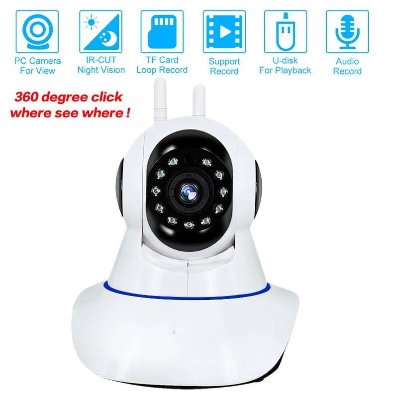 IP камера 1080P с углом обзора 360 градусов PTZ Wi Fi ИК подсветка|Камеры видеонаблюдения|