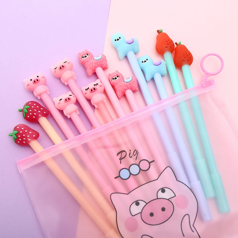 5 12 шт. корейский Kawaii флейта гелевая ручка с единорогом Kawai креативный Танк школа Канцелярские принадлежности магазин Милый Забавный аниме вещь подарок - Цвет: 5