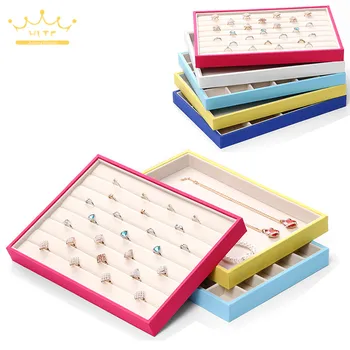 

Linen Tray Necklace Holder Ring Box Jewellry Organizer Colorful Jewelry Display Tray Accessories Container