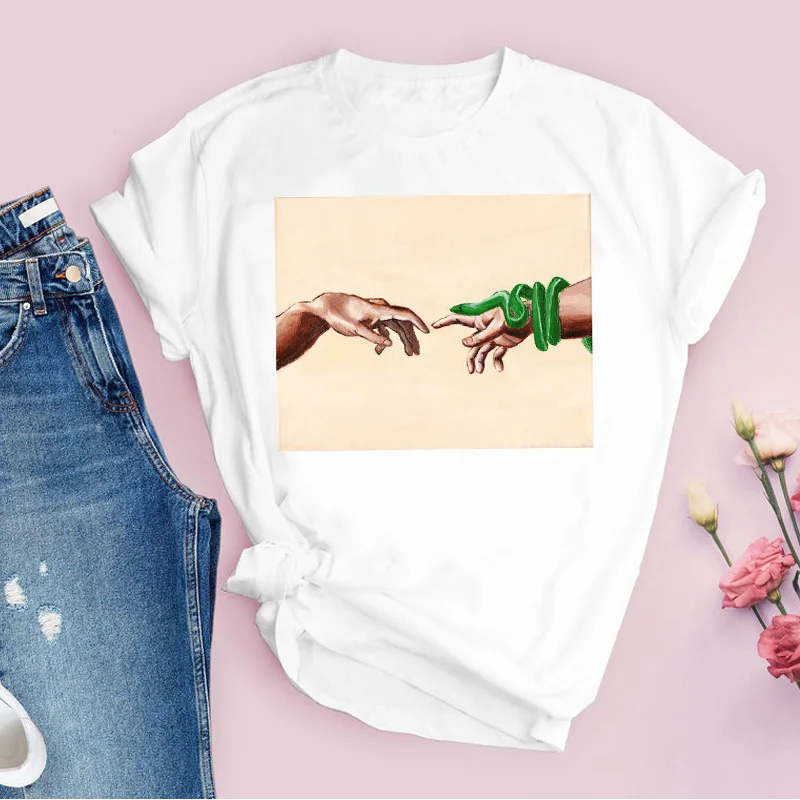 Женская графическая Эстетическая винтажная Милая футболка с милой рукой 90s