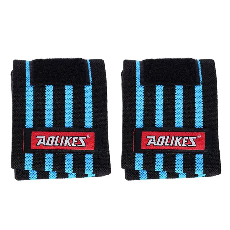 BL Кроссфит Powerlifting Бодибилдинг поддержка запястья 1 пара AOLIKES дышащие ремни ручной Wirstband поддержка веса - Цвет: BL