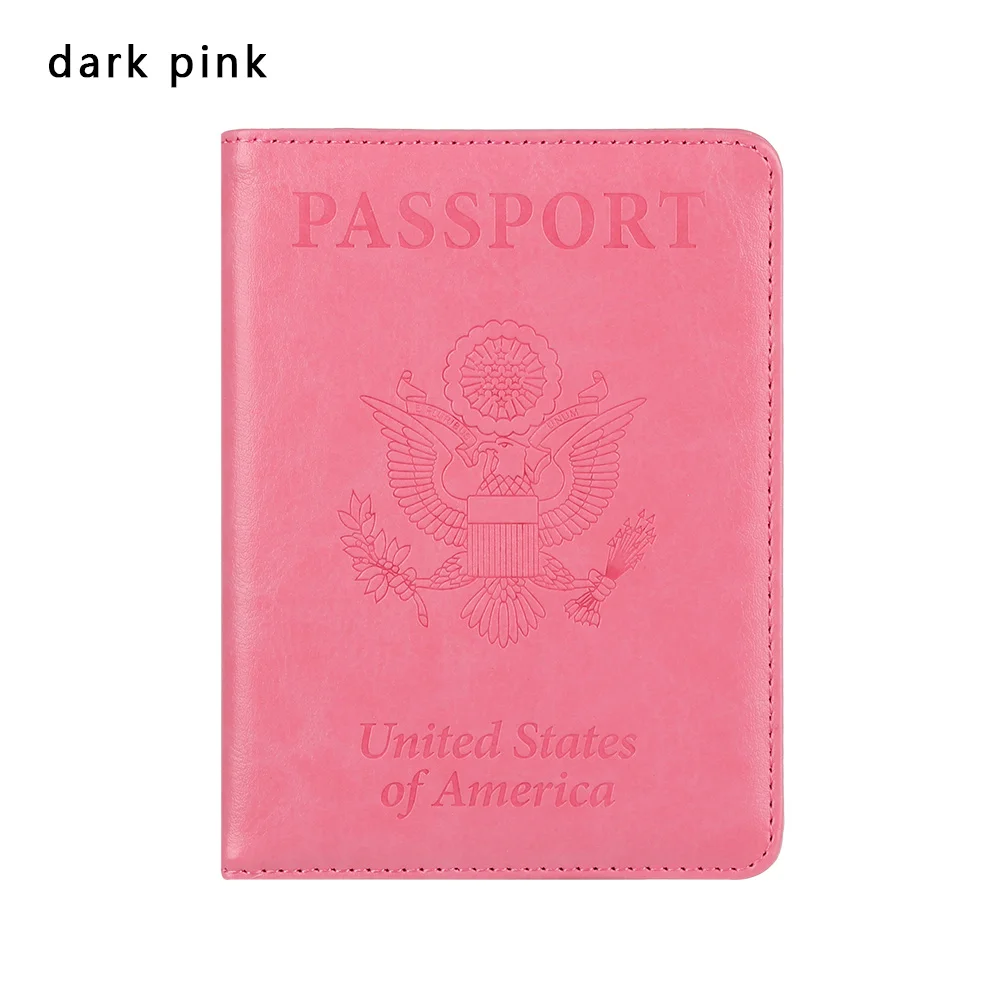 dark pink 1 шт. для мужчин и женщин RFID магнитно Обложка на паспорт для поездок Паспорт ID-Карты Чехол США Путешествия men мужчины t Обложка SIM паспорта Держатели - Цвет: dark pink
