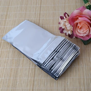 

50 Pcs 10x17.5cm Silver Aluminum Foil Mylar Recloeable Ziplock Bag Front Clear Leak Proof