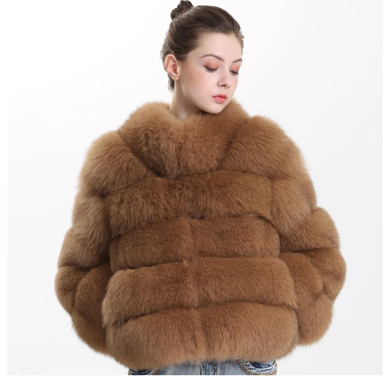 MAOMAOFUR пальто из натурального меха Женская Толстая теплая куртка из натурального Лисьего меха женская новая модная одежда с воротником-стойкой из натурального Лисьего меха