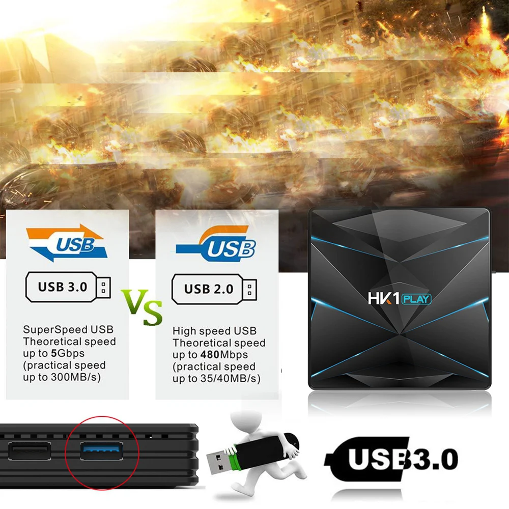 5 шт HK1 Play Smart tv Box Android 9,0 Amlogic S905 X2 4 ГБ DDR3 64 Гб макс 2,4G/5G двойной WiFi USB3.0 BT4.2 поддержка 4K медиаплеер