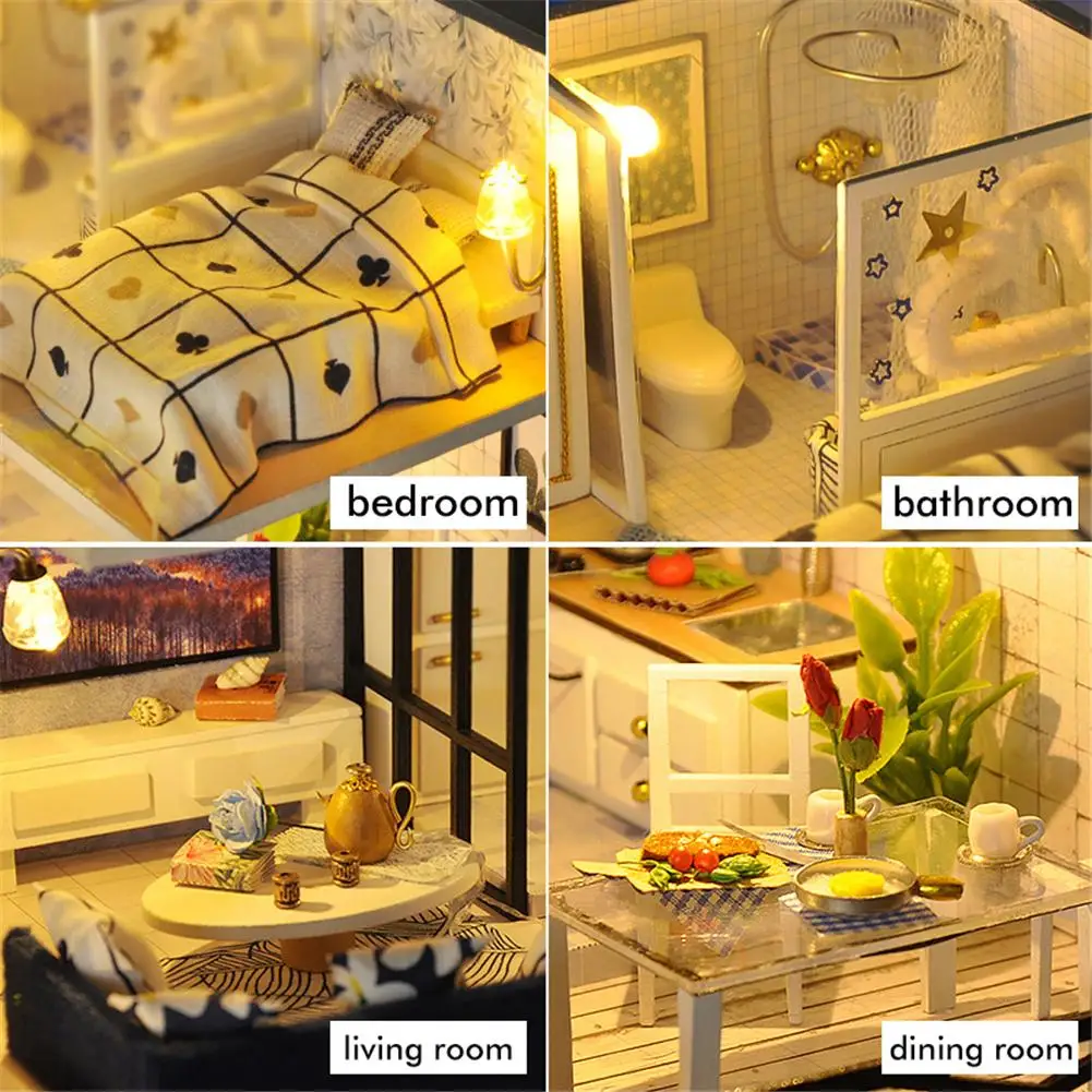 DIY Кукольный дом мебель 3D деревянные миниатюры кукольный домик игрушки для детей подарки на день рождения Каса дневник котенка
