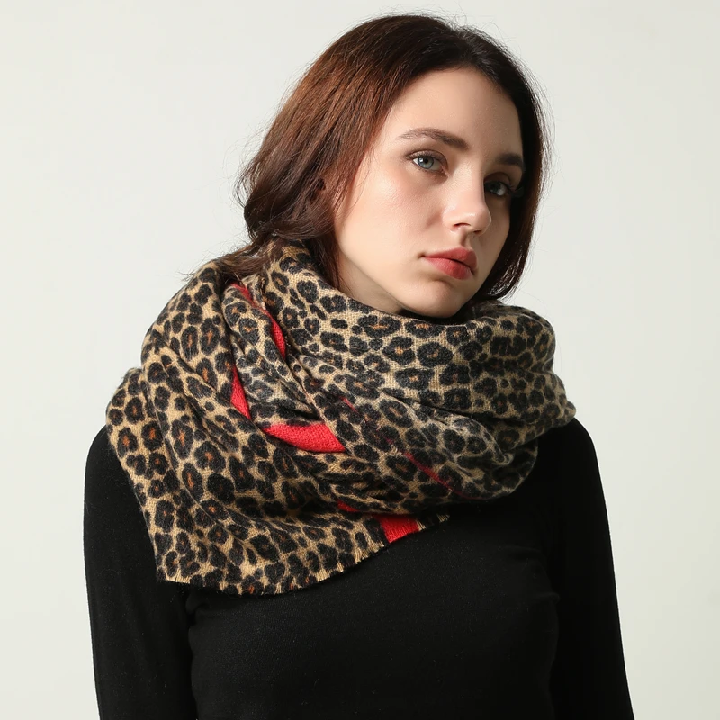 Winter Warm Women Scarf Fashion Animal Leopard Print Lady Thick Soft Shawls and Wraps Female Foulard Cashmere Scarves Blanket