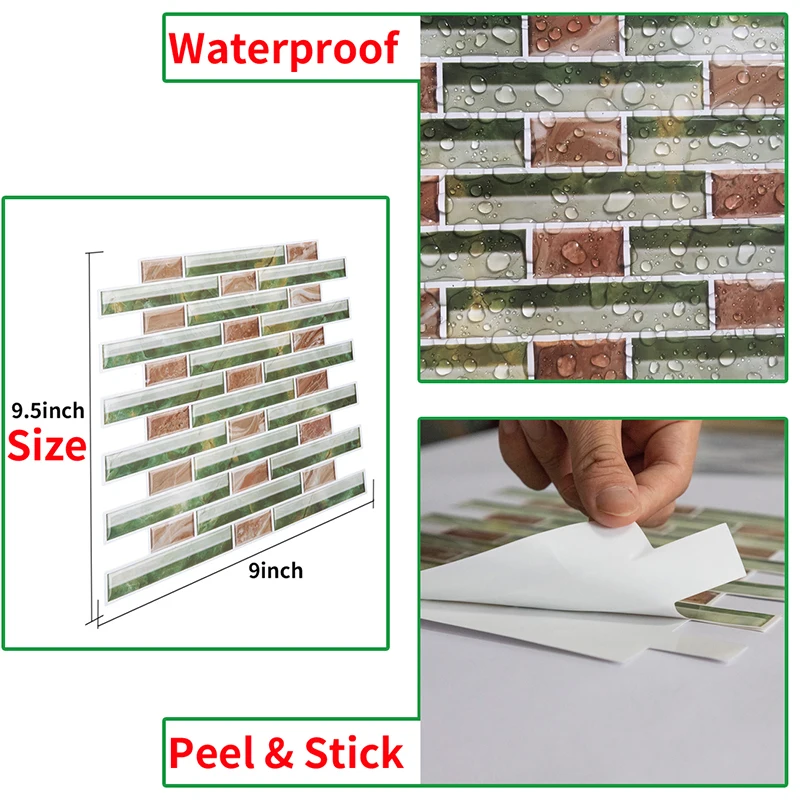 WaterproofTilesMosaicWallStickerKitchenBathroomToiletAdhensive