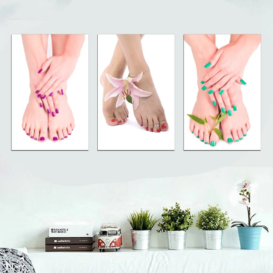 

3 Pieces Foot Body Spa Nail Yoga Salon Massage Posters Pictures Canvas Wall Art HD Home Decor Paintings Living Room Decoration