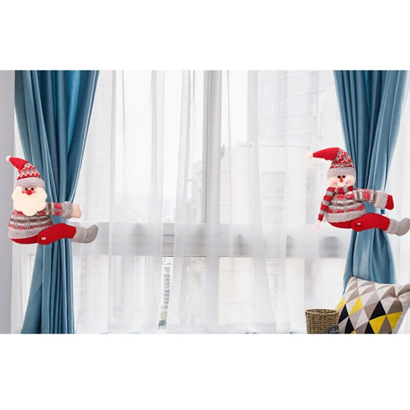 Christmas Curtain Buckle Doll Window Buckle Clamp Curtain Clip Santa Snowman Elk Hooks Fastener Baby Shower Kids Toy Home Decor