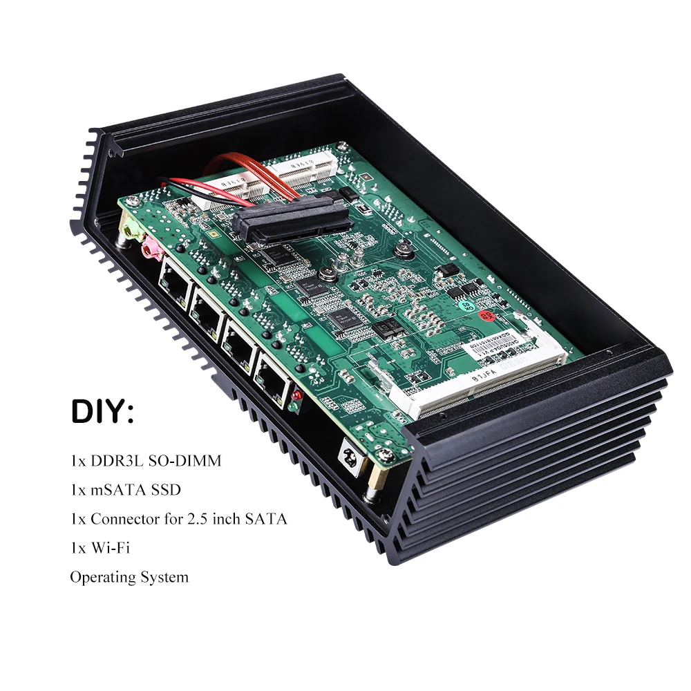  QOTOM Pfsense Mini PC with Core i3 i5 i7 processor and 4 Gigabit NICs support AES-NI Serial Fanless
