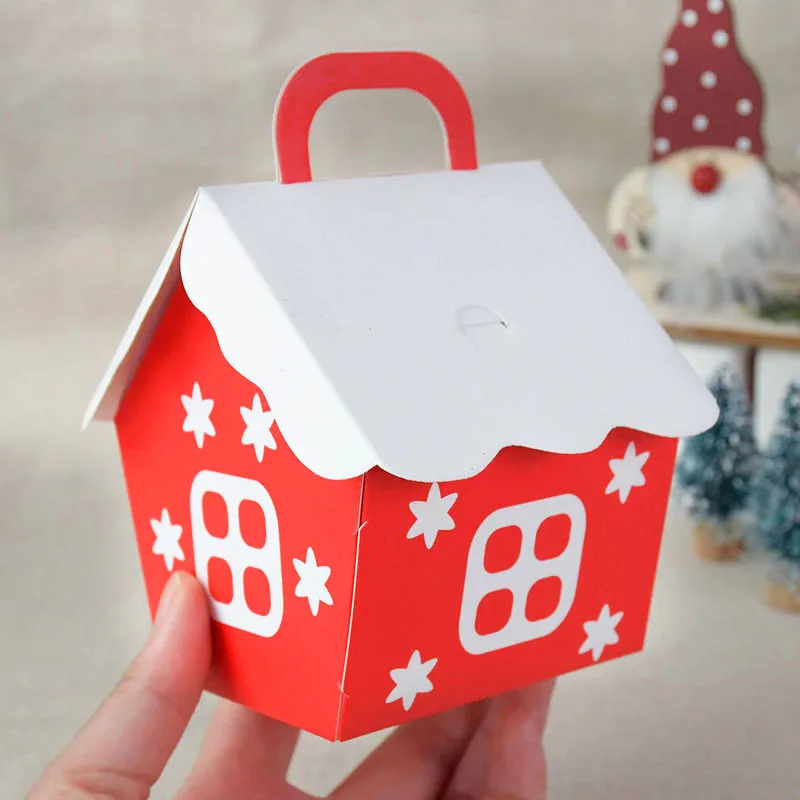 5/10PCS Red House Candy Bags Boxes DIY Paper Box Wedding Festival Christmas Decoration Cookie Packaging Wrap Kids Gift | Дом и сад