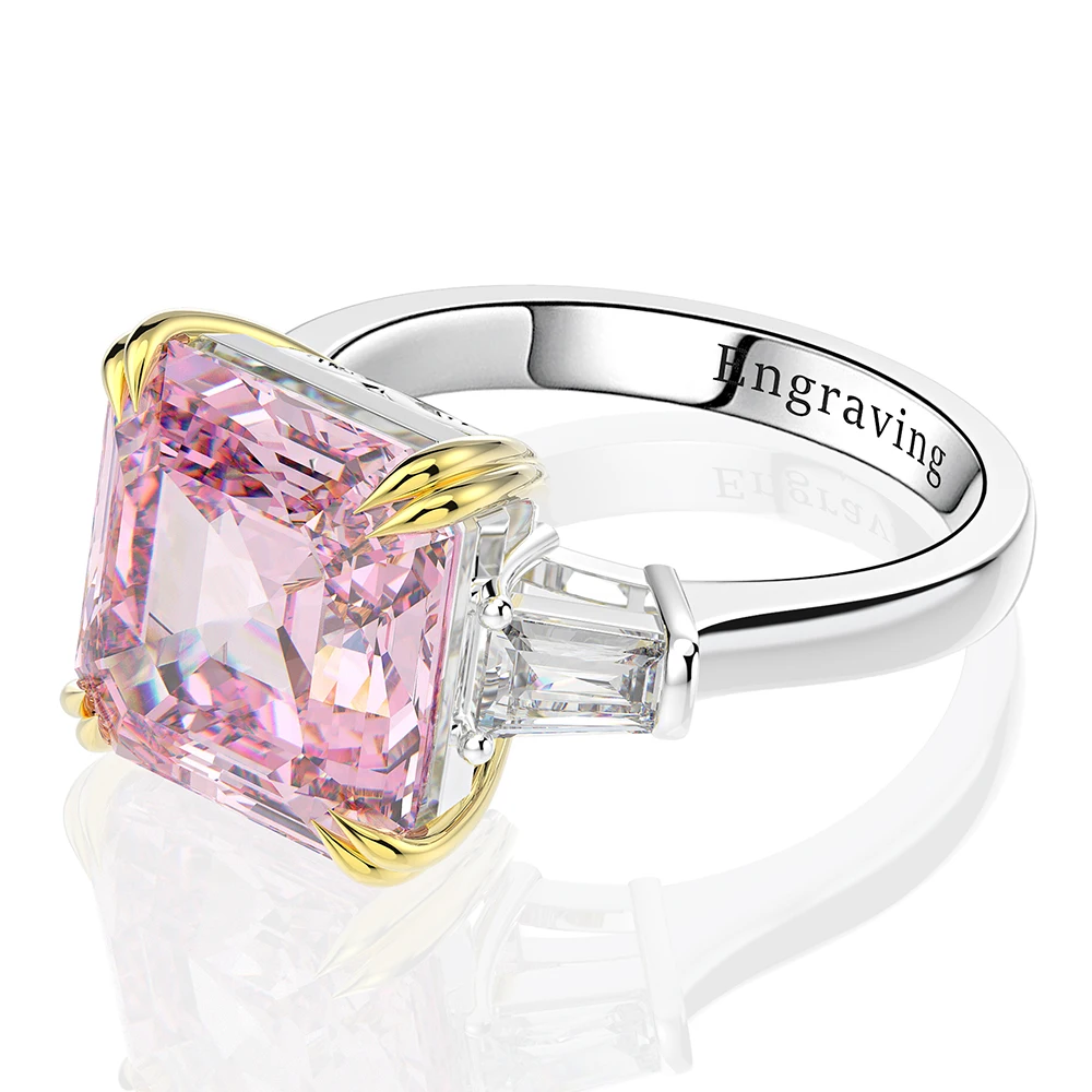 Pink Rainbamabom, 925 пробы, серебро, создан Муассанит, цитрин, бриллианты, драгоценный камень, обручальное кольцо, хорошее ювелирное изделие, подарок - Цвет камня: Pink