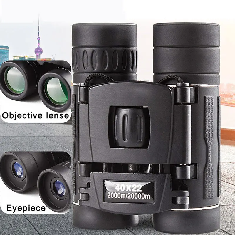 

40x22 Bak4 Prism Compact Zoom Binoculars Fov 2000m / 20000m Long Range Folding HD Mini Hunting Sports Camping Trave Telescope