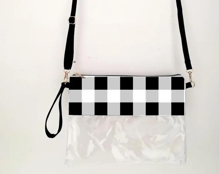 white plaid Рождественские Оптовые цены Водонепроницаемый через плечо, Serape прозрачный игра pvc сумки на запястье аксессуар сцепления косметический DOM1091144 - Цвет: white plaid