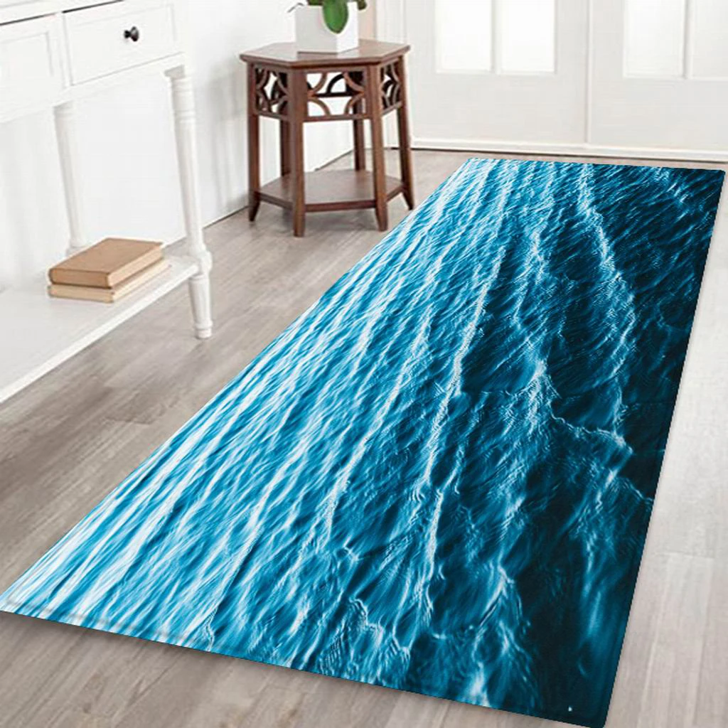 Kitchen Bathroom Floor Mat Rubber Backing Anti-slip Area Rug Carpet 3D Pattern