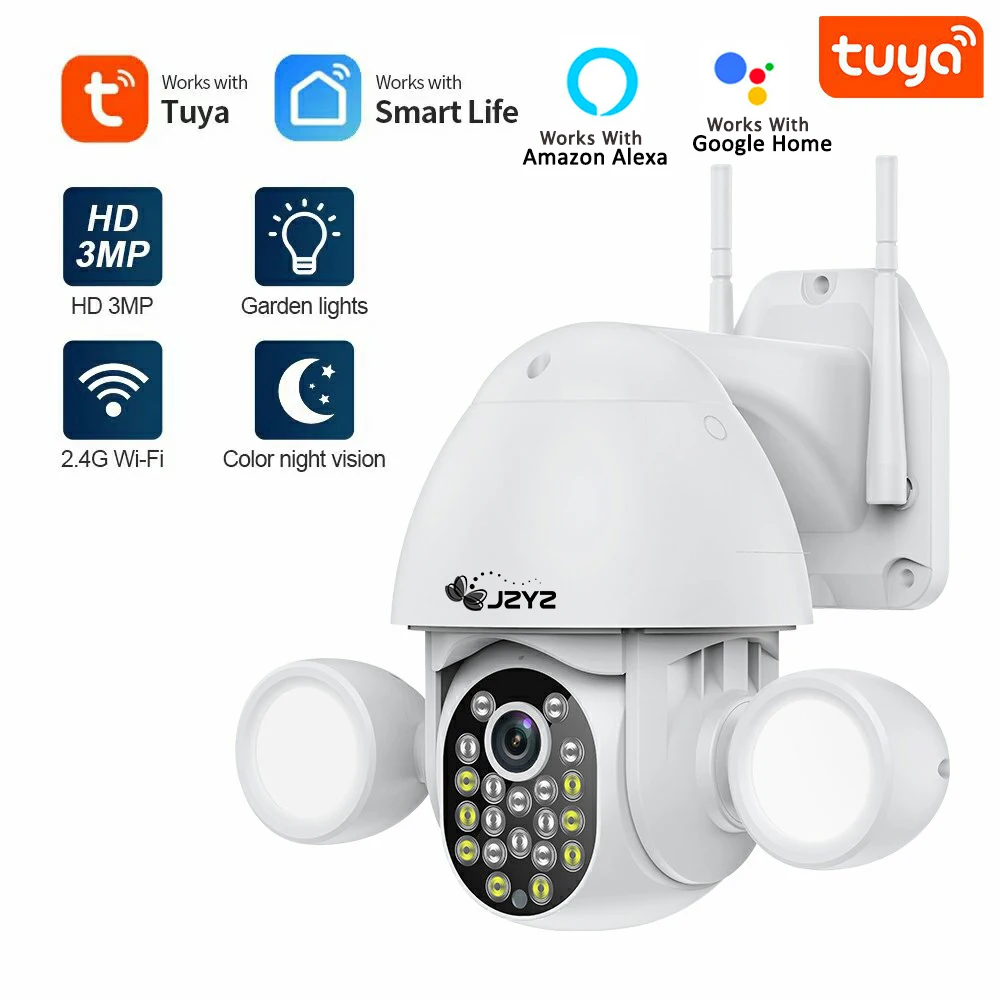 Tuya Smartlife projecteur Yardlight caméra IP de sécurité 3MP double éclairage Audio bidirectionnel prise en charge de la sécurité à domicile Google Home et Alexa