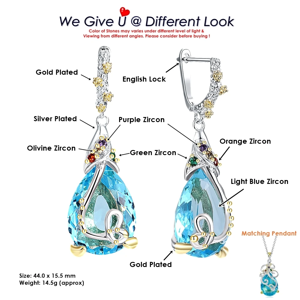 DreamCarnival1989 Hot Selling Blue Zirconia Baroque Earrings Women Dangle Earings Elegant Party Must Have Gift Female WE3876BL