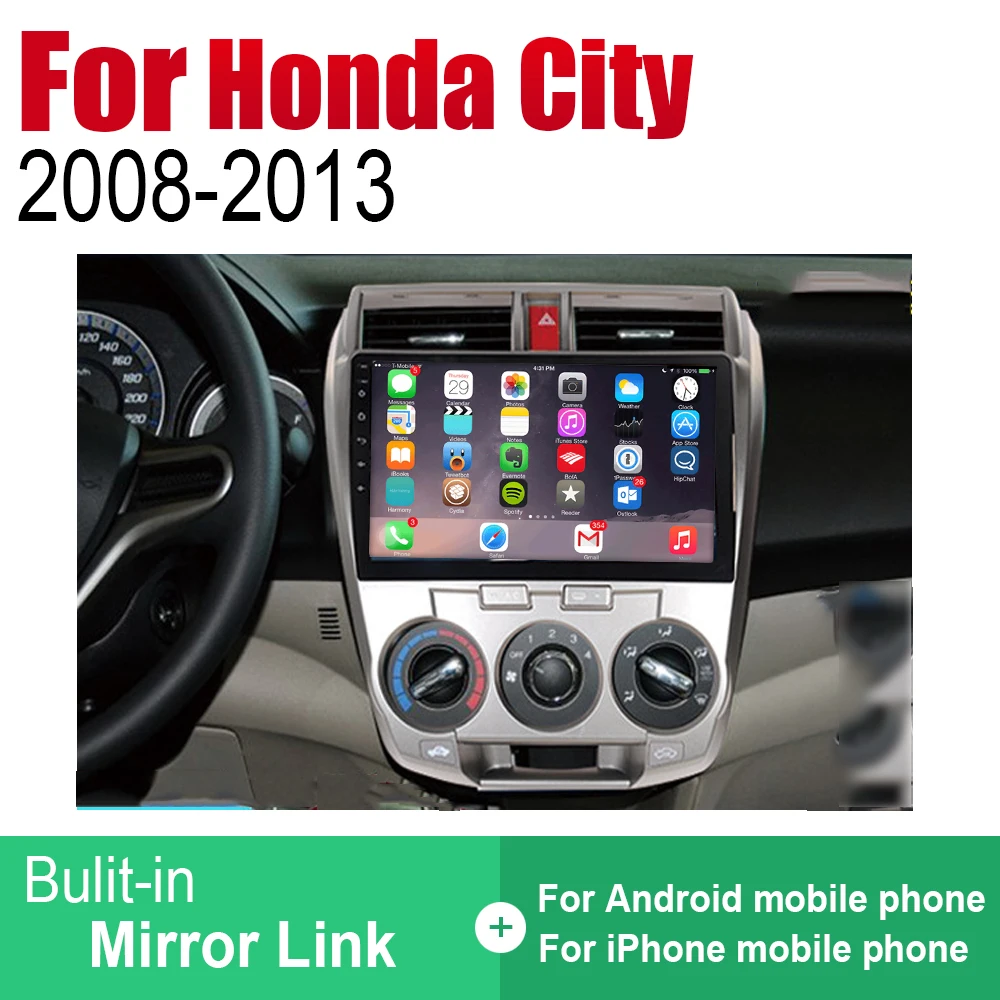 Android автомобильное радио стерео gps навигация для Honda City 2008 2009 2010 2012 2013 wifi 2din автомобильный стерео Мультимедийный Плеер аудио