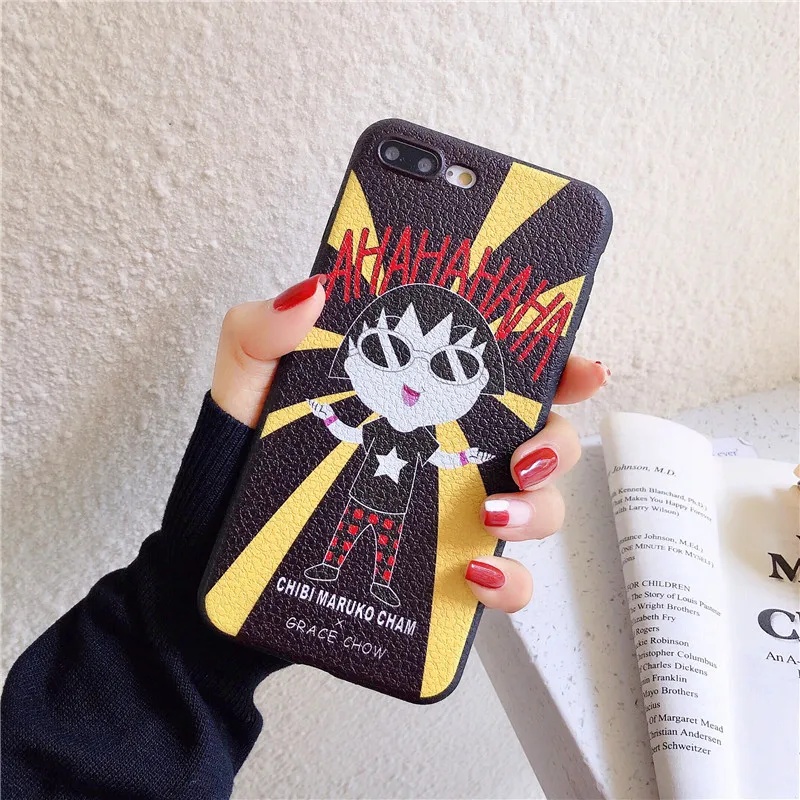 

Amusing cartoon Case For iPhone 6 6s 7 8 Plus X XR XSMax 11 11pro spoof Chi-bi Maruko cover Soft silicon Cover for iPhone 7 case