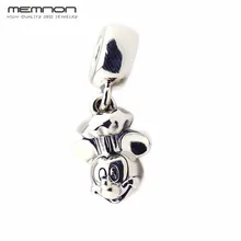Memnon Аутентичные 925 пробы серебряные подвески с мышкой шеф-повара подходят для браслетов с подвеской и бусинами DIY Изготовление ювелирных изделий