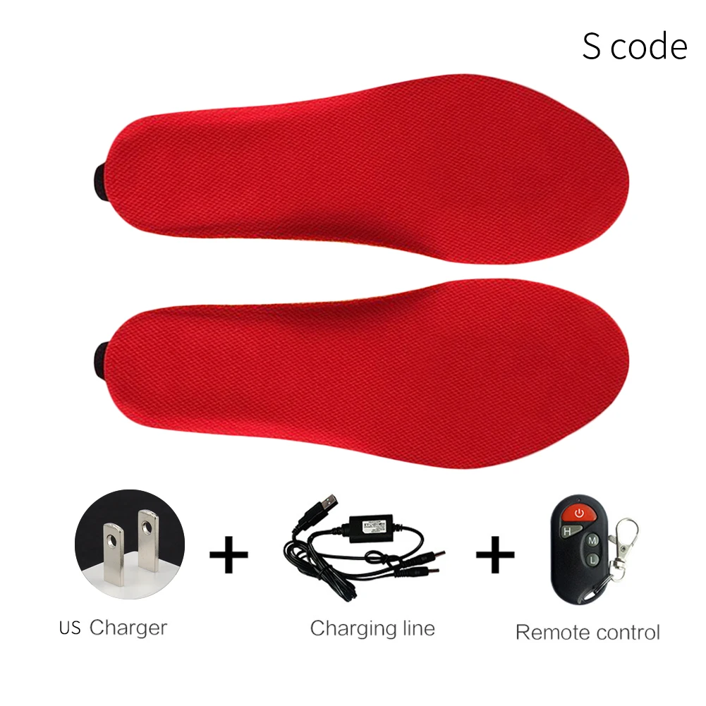 Red with US plug Температурная Регулируемая походная обувь с дистанционным управлением, коврик для ног, теплые зимние уличные стельки для катания на лыжах с электрическим подогревом, моющиеся, можно резать - Цвет: Red with US plug