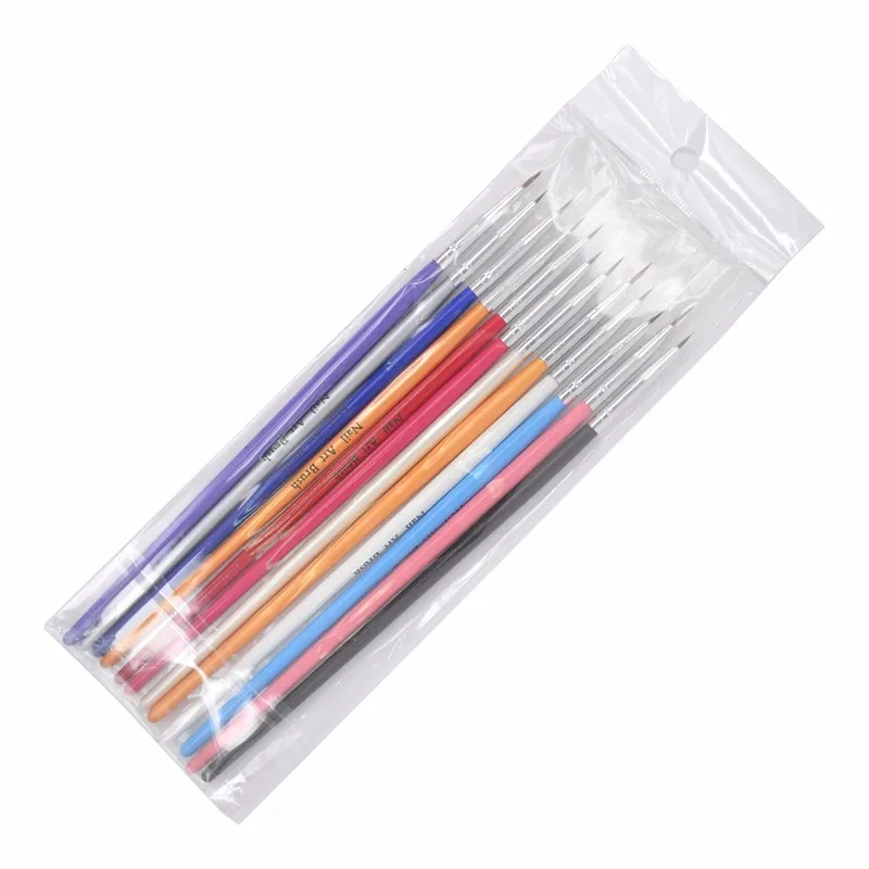 12 Pcs/Pack Colorful Nail Art Brush Tiny Acrylic Nail Art Tips Liner Painting Drawing Pen Nail Brush Pen Tools 36