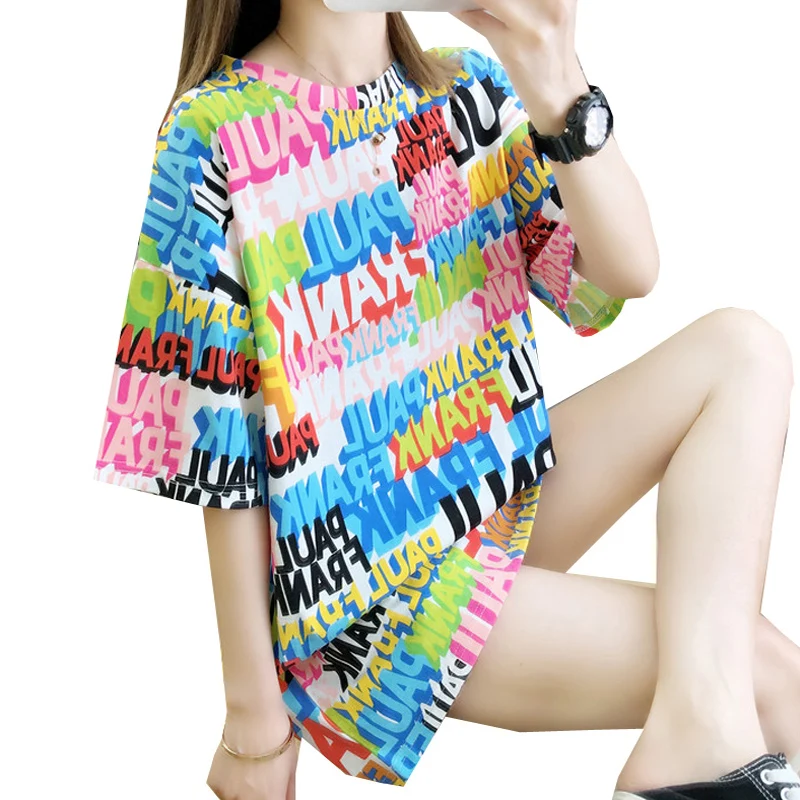 

Summer Fashion Female T Shirts Letter Printed Oversize Women T-shirt Loose Casual Ladies Tops O-Neck Short Sleeve Woman Tshirts